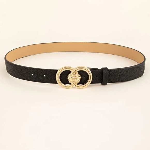 Vegan leather gold circle rope braided charm belt white - Picture 6 of 7